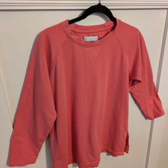 LAKE Pink Pajama Sweater Top with 3/4 Sleeves - Picture 7 of 13